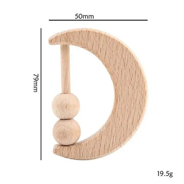 Hochet en bois en forme de croissant de lune pour bébé