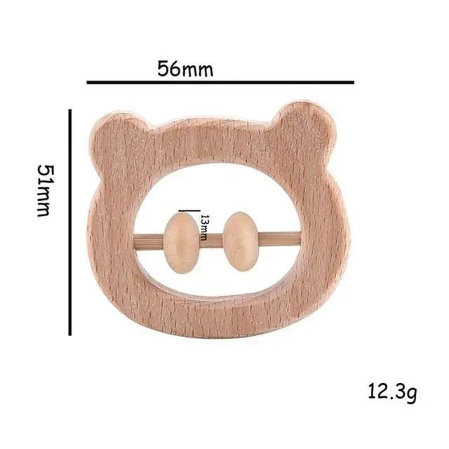Hochet en bois en forme d'ours, adapté aux petites mains