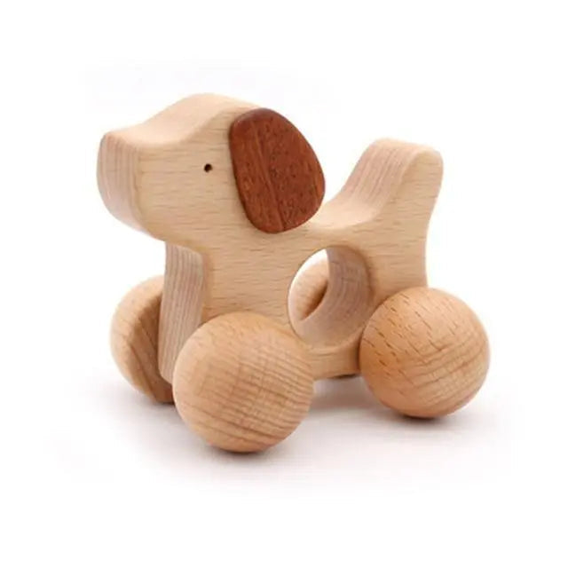 Hochet en bois en forme d'animal, texture lisse