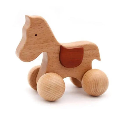 Gros plan sur un hochet en bois, design animalier