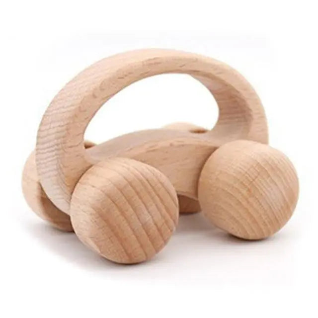 Hochet en bois, forme de voiture, stimule la motricité