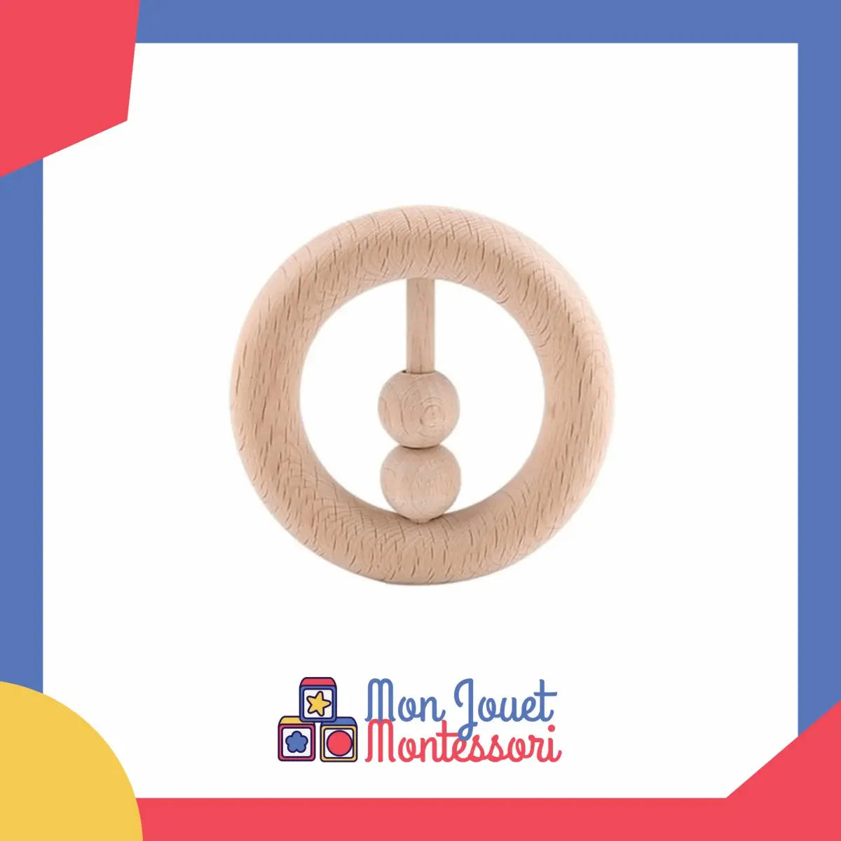Vue latérale d'un hochet en bois pour bébé
