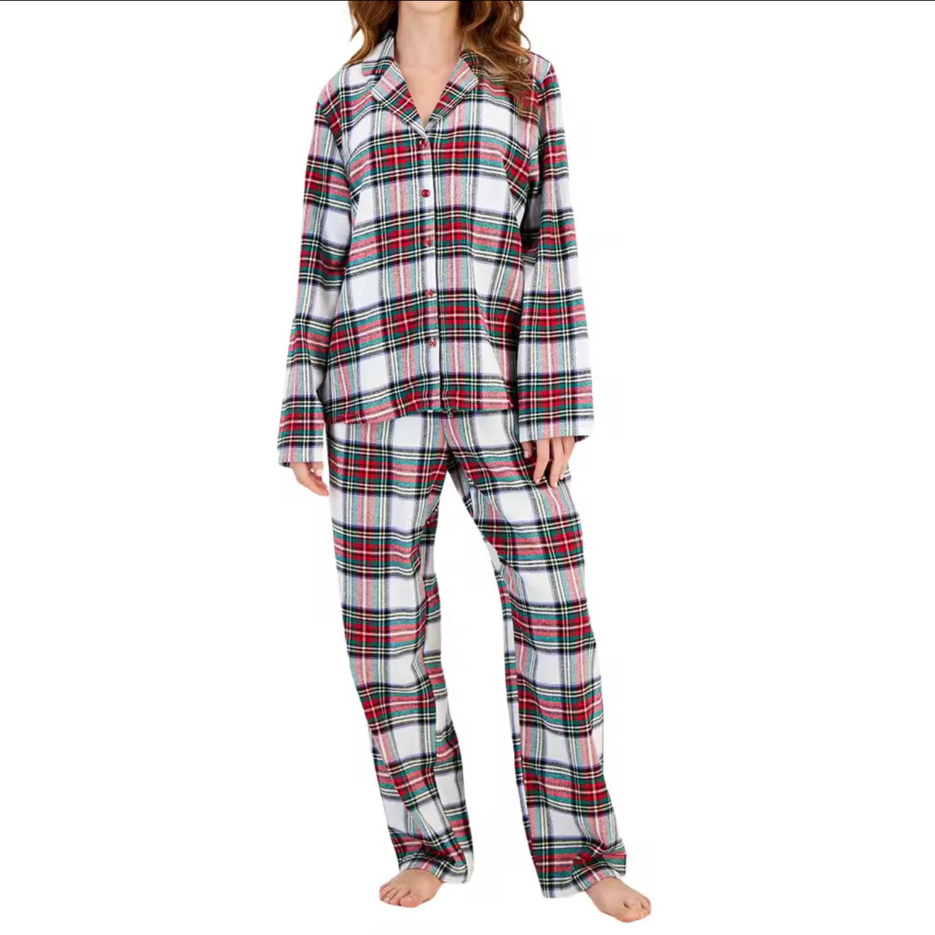 Chemise et pantalon flanelle, vue complète de face