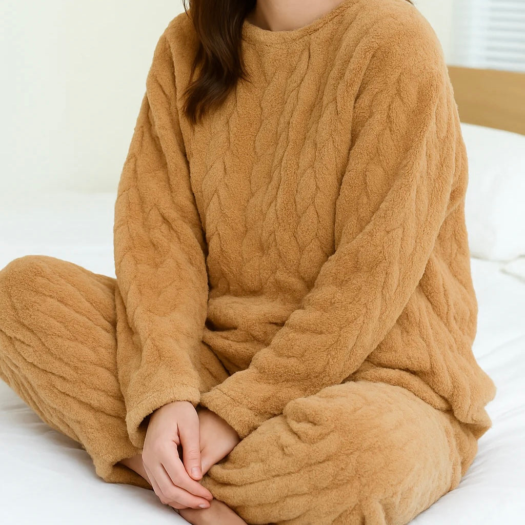Vue rapprochée du tissu doux et épais du pyjama