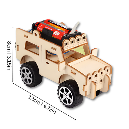 Modèle de jeep en bois avec moteur électrique intégré