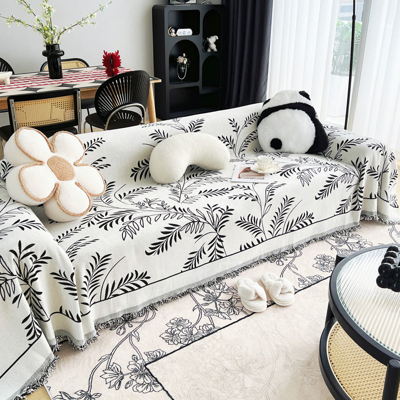 Jeté de canapé en coton avec motifs en relief