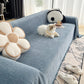 Jeté de canapé bleu avec motif chevron en gros plan