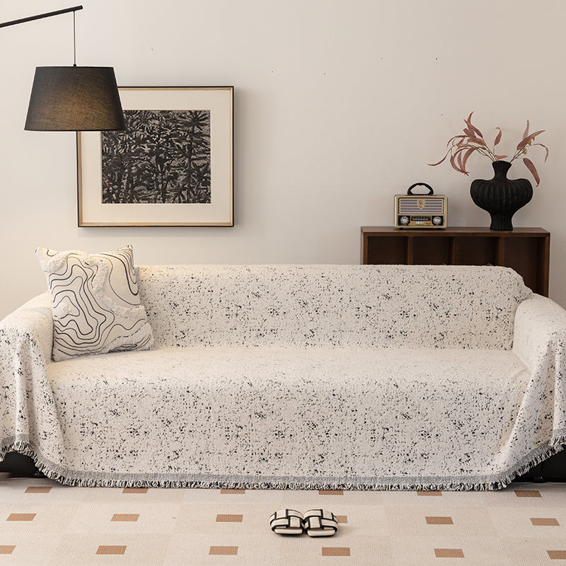 Jeté de canapé en coton noir avec motifs bohèmes en relief