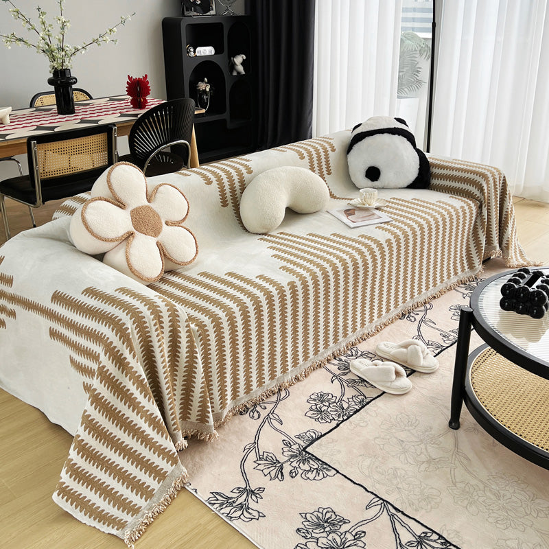 Jeté de canapé en coton naturel avec motifs en relief