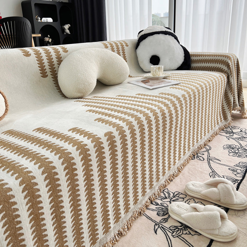 Vue rapprochée de la texture en coton du jeté