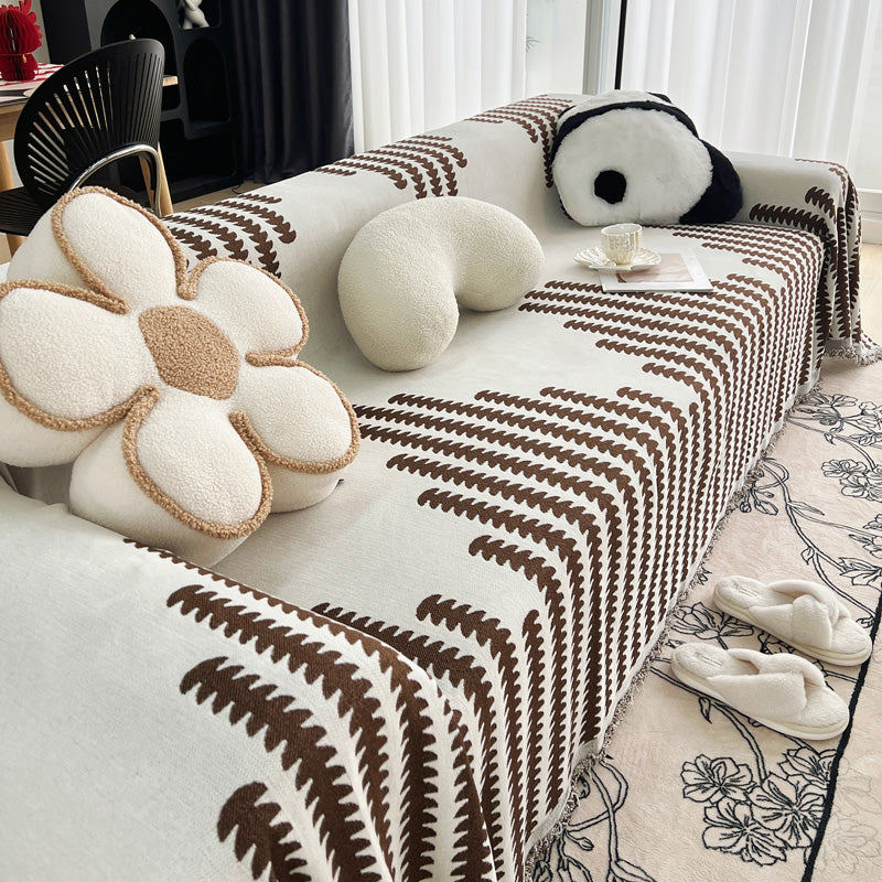 Jeté de canapé en coton avec motifs bohèmes marron