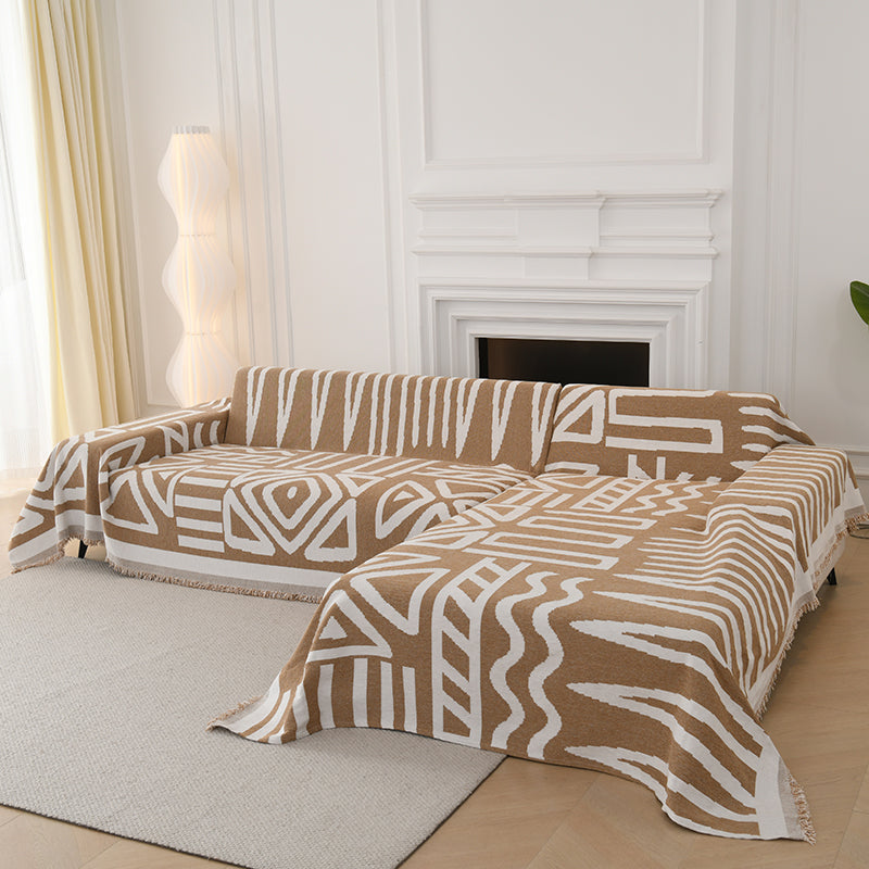 Jeté de canapé en coton avec motifs tribaux en relief