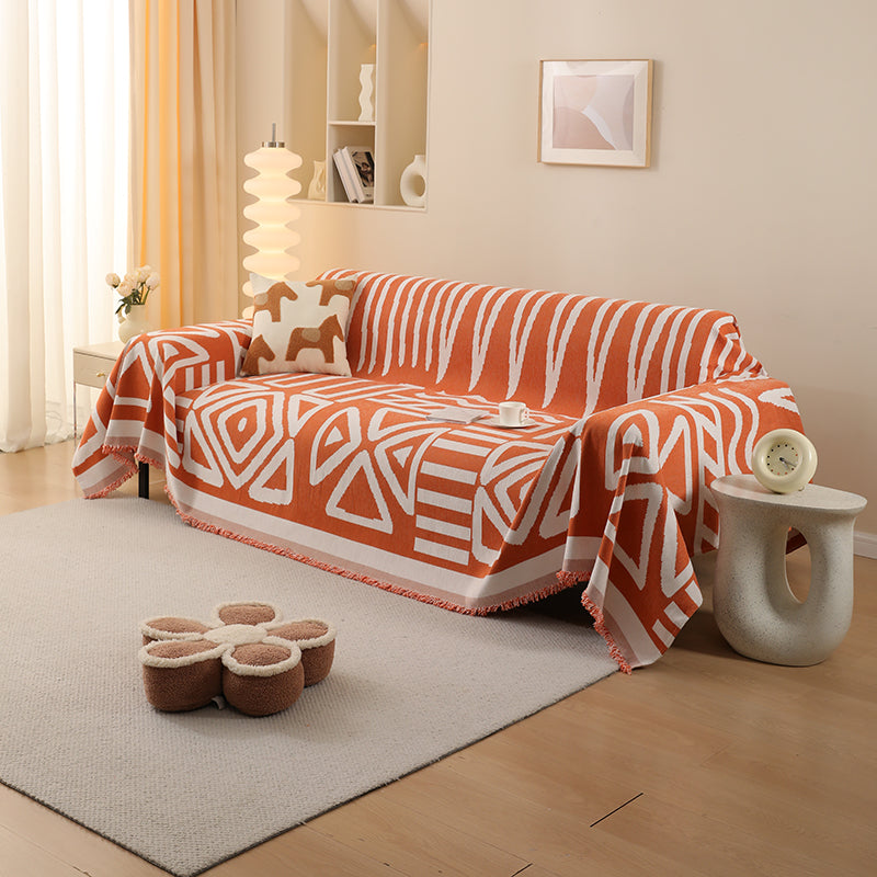 Jeté de canapé en coton avec motifs tribaux orange