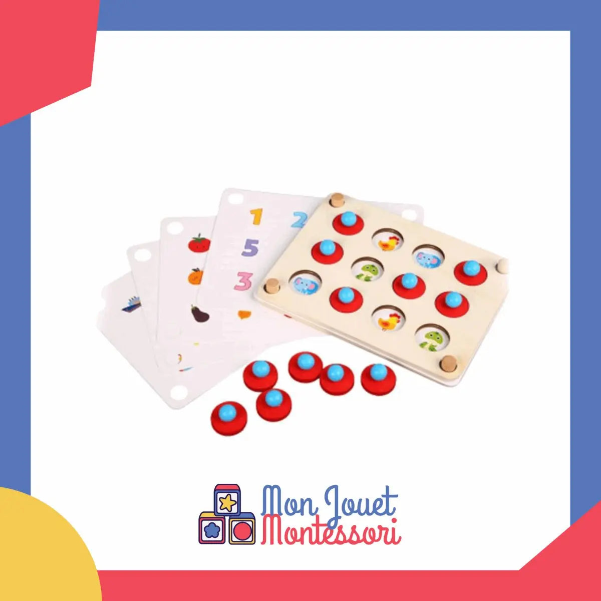 Enfant manipulant des pièces de jeu éducatif en bois