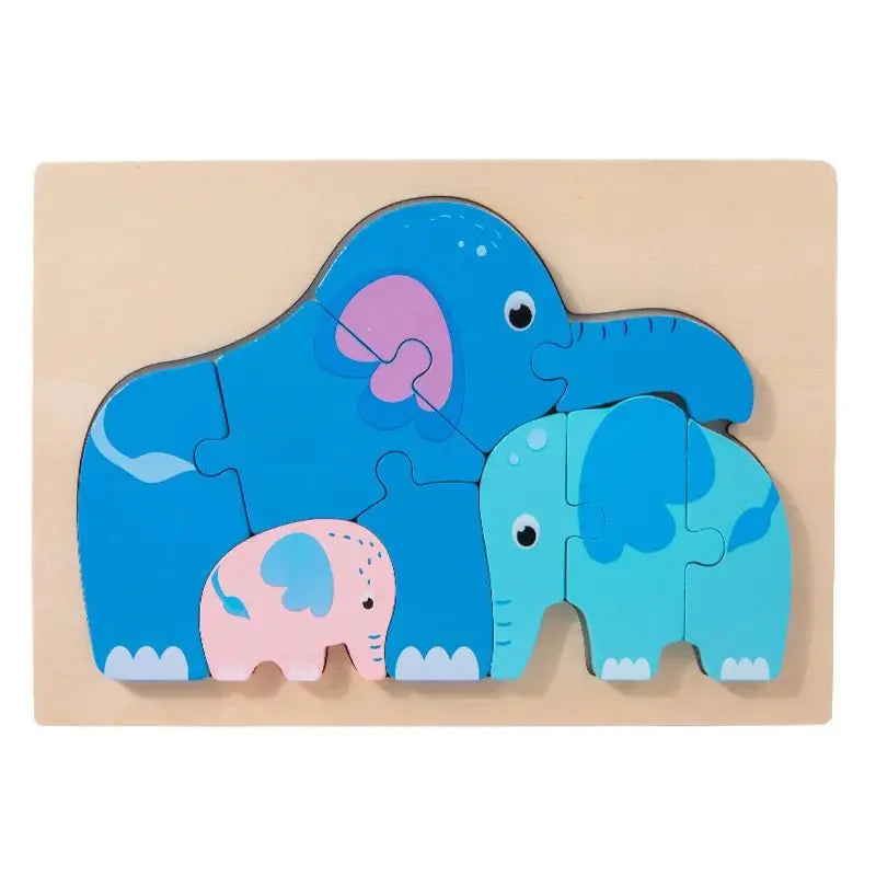 Puzzle en bois 3D avec animaux en cours d'assemblage