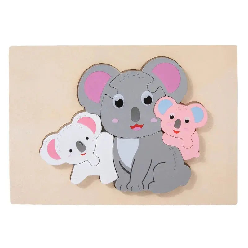 Enfant jouant avec puzzle en bois 3D animaux