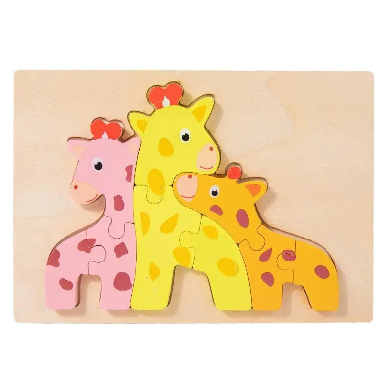 Pièces de puzzle en bois 3D disposées sur table