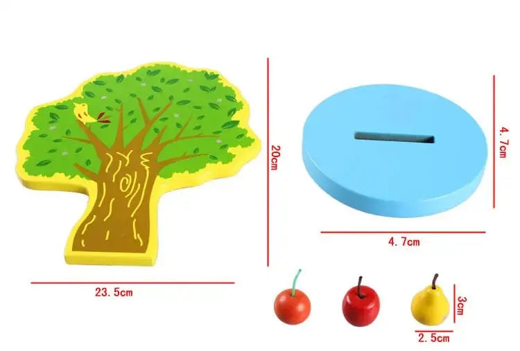 Ensemble de jeu éducatif avec pommes et poires en bois