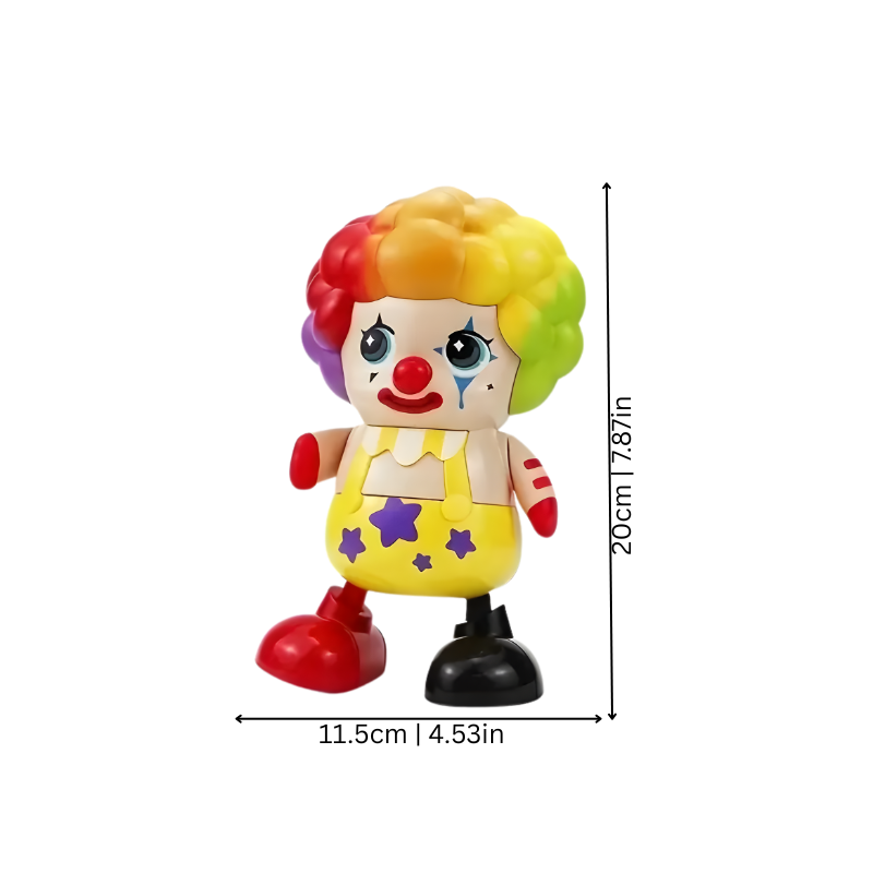 Jouet clown lumineux avec bras articulés et chapeau coloré