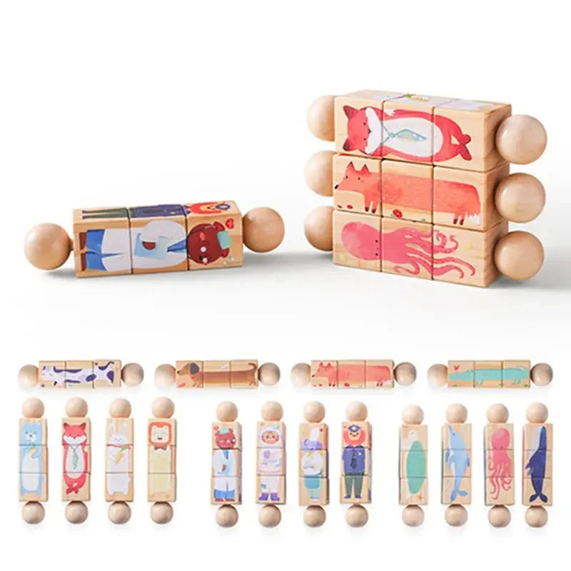 Puzzle en bois avec illustrations d'animaux adorables