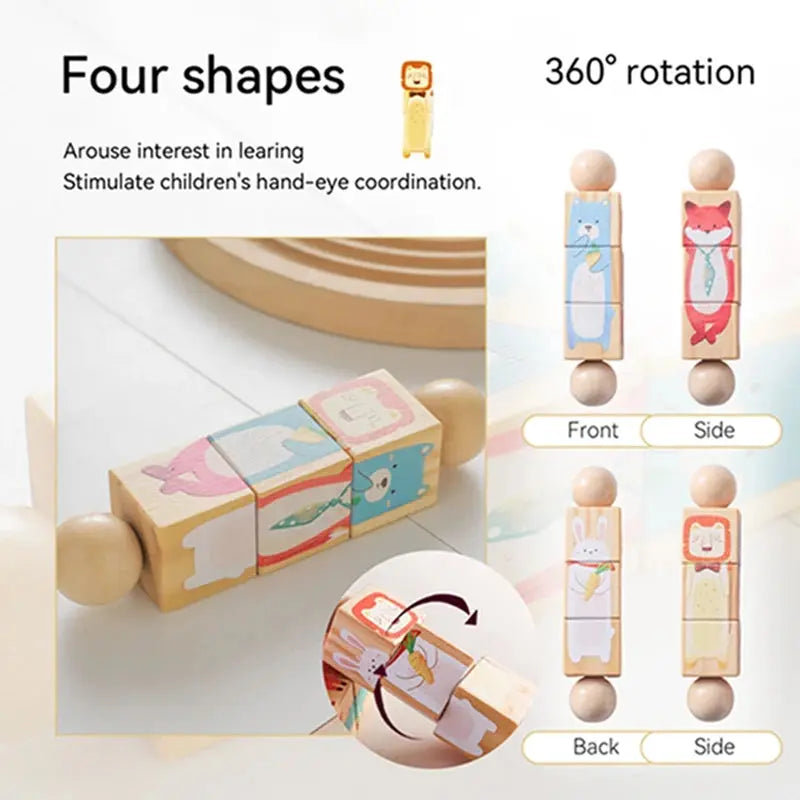 Vue rapprochée des pièces rotatives du puzzle animal