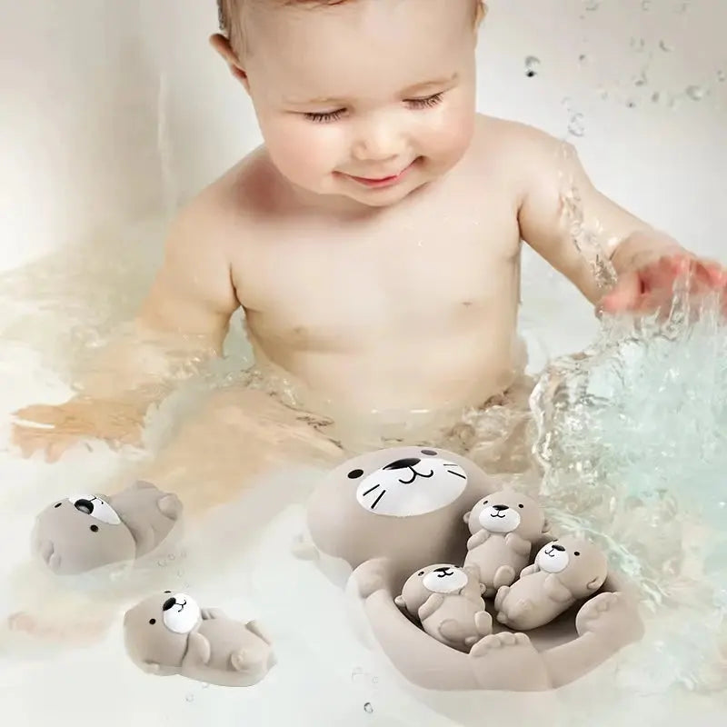Loutre en silicone flottant dans une baignoire, jouet pour enfants