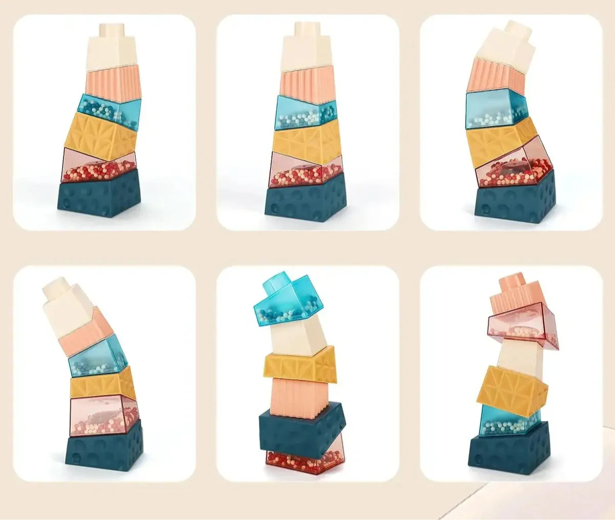 Cubes empilables Montessori avec textures variées pour bébé