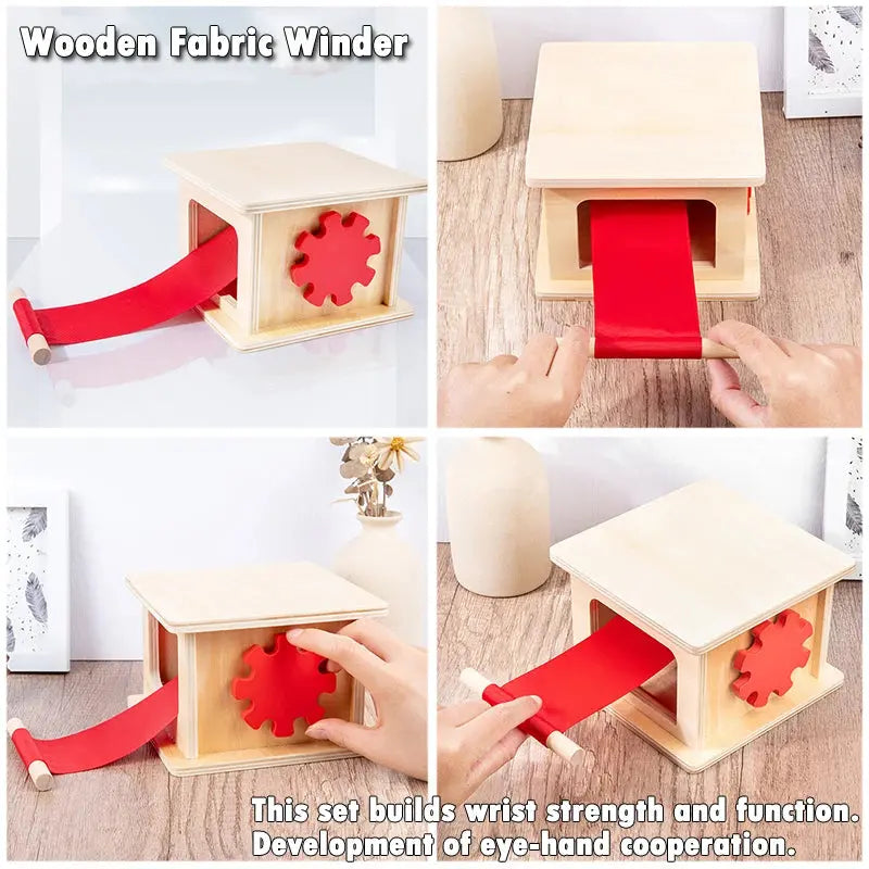 Boîte en bois Montessori avec tiroir et pièces colorées