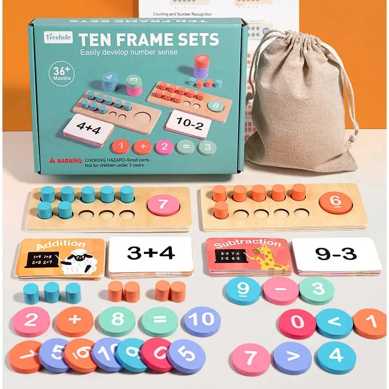Matériel en bois naturel pour apprentissage des mathématiques