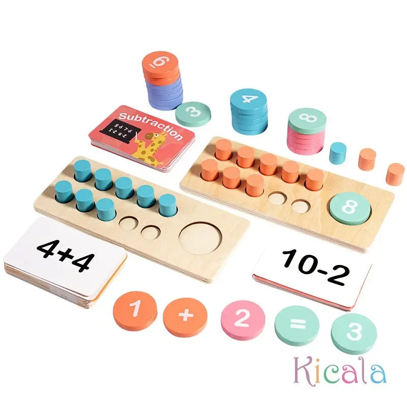 Chiffres en bois multicolores pour initiation aux mathématiques