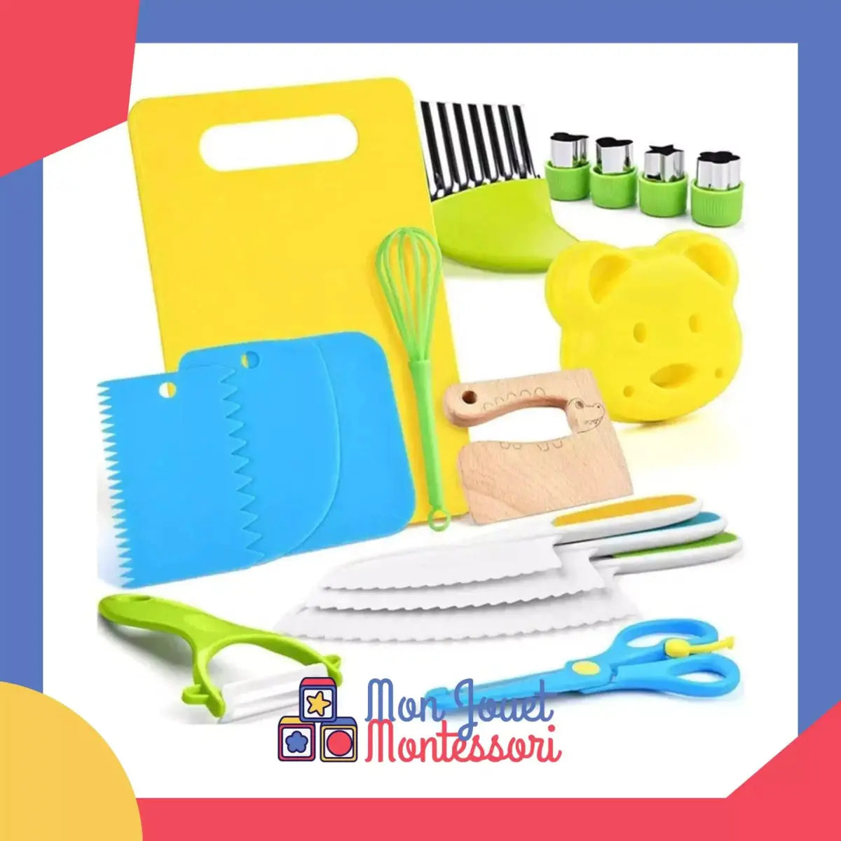Ensemble d'outils de cuisine Montessori avec poignées ergonomiques