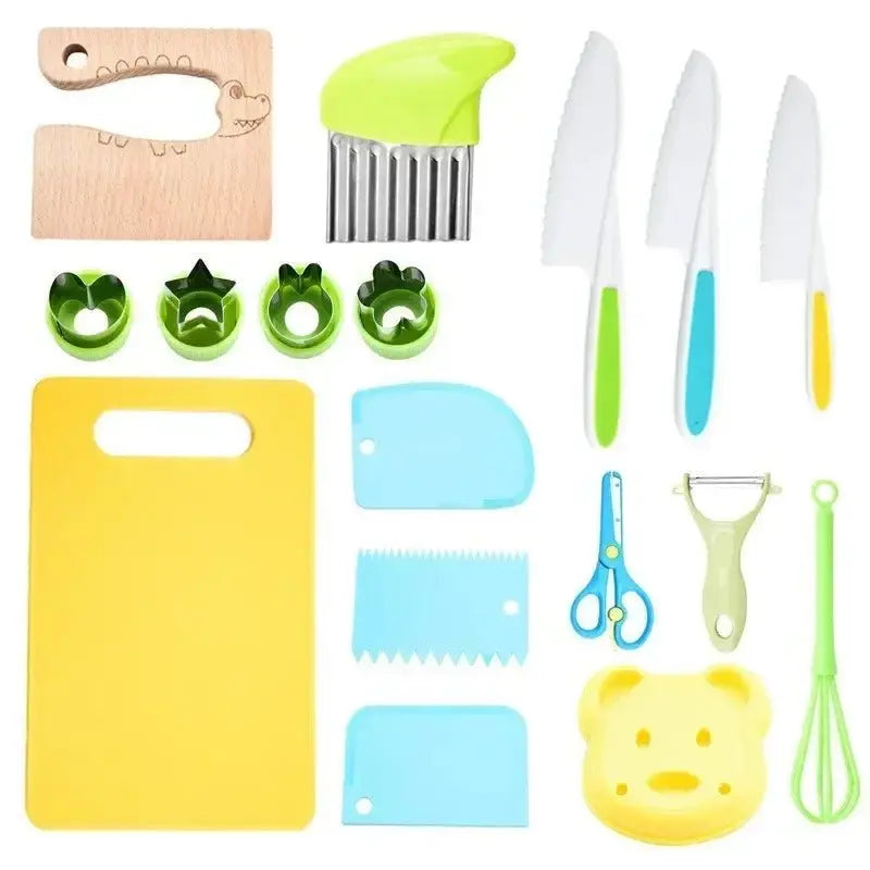 Vue d'ensemble du kit d'ustensiles Montessori pour enfants