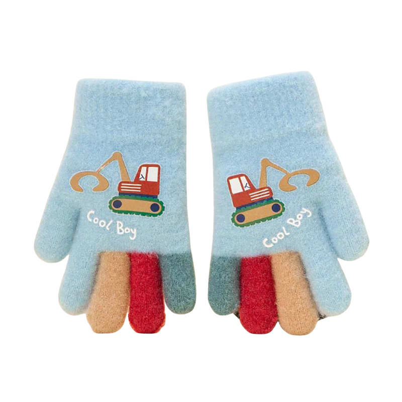 Gants bleu clair pour enfants, tricot doux