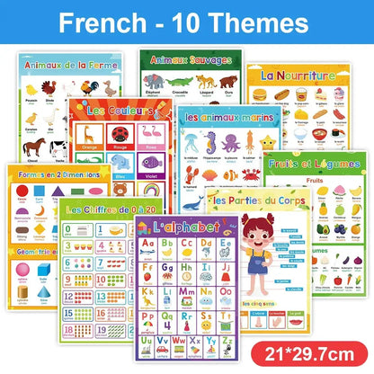 Affiche A4 montrant les couleurs avec traduction trilingue