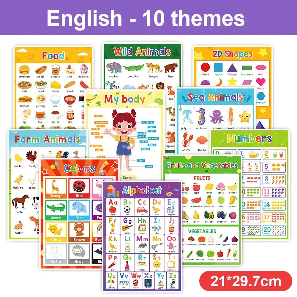 Affiche éducative avec animaux en trois langues pour enfants