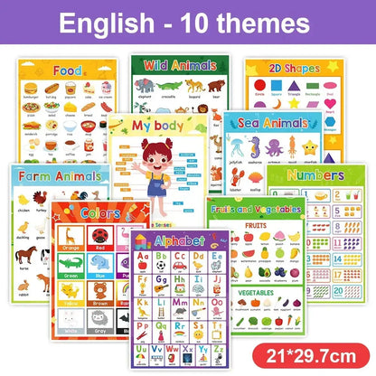 Affiche bilingue présentant les fruits avec noms multilingues