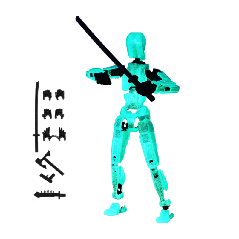 Figurine lumineuse en plastique avec articulation visible