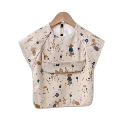Bavoir tablier enfant motif souris, manches longues