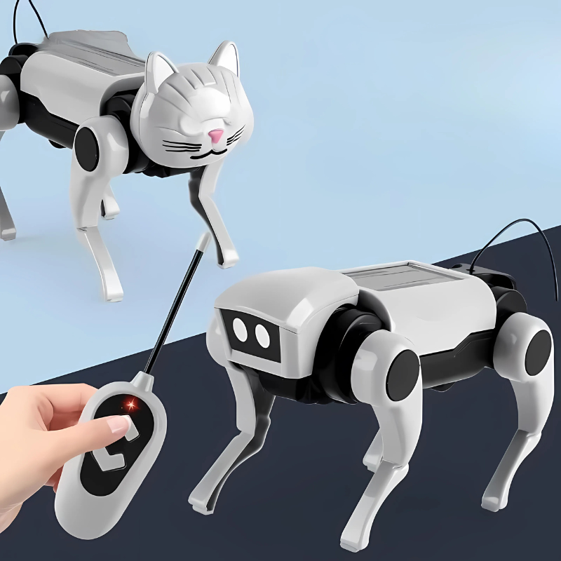 Enfant assemblant un robot bionique coloré sur une table
