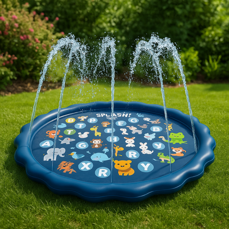 Enfant jouant sur un tapis d'eau avec jets en PVC