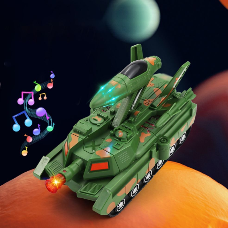 Jouet transformable montrant ses effets lumineux et sonores