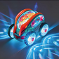 Vue de dessus d'une voiture à engrenages avec effets lumineux