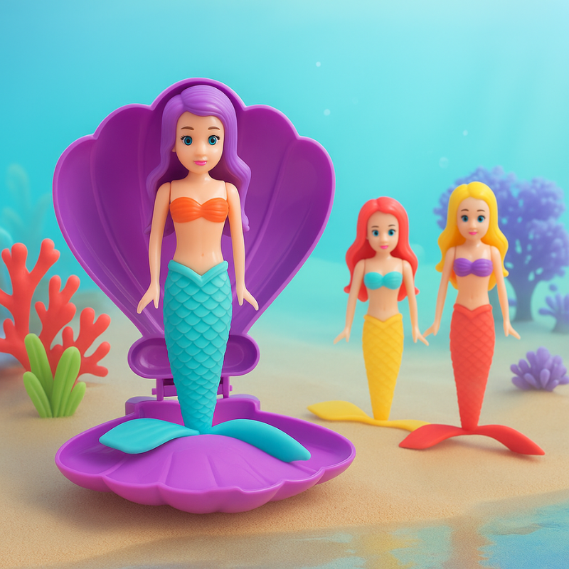 Enfant jouant avec une sirène colorée dans l'eau