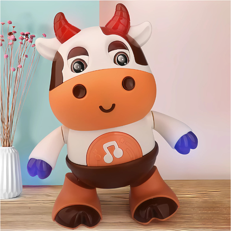 Gros plan sur la vache musicale illuminée en action