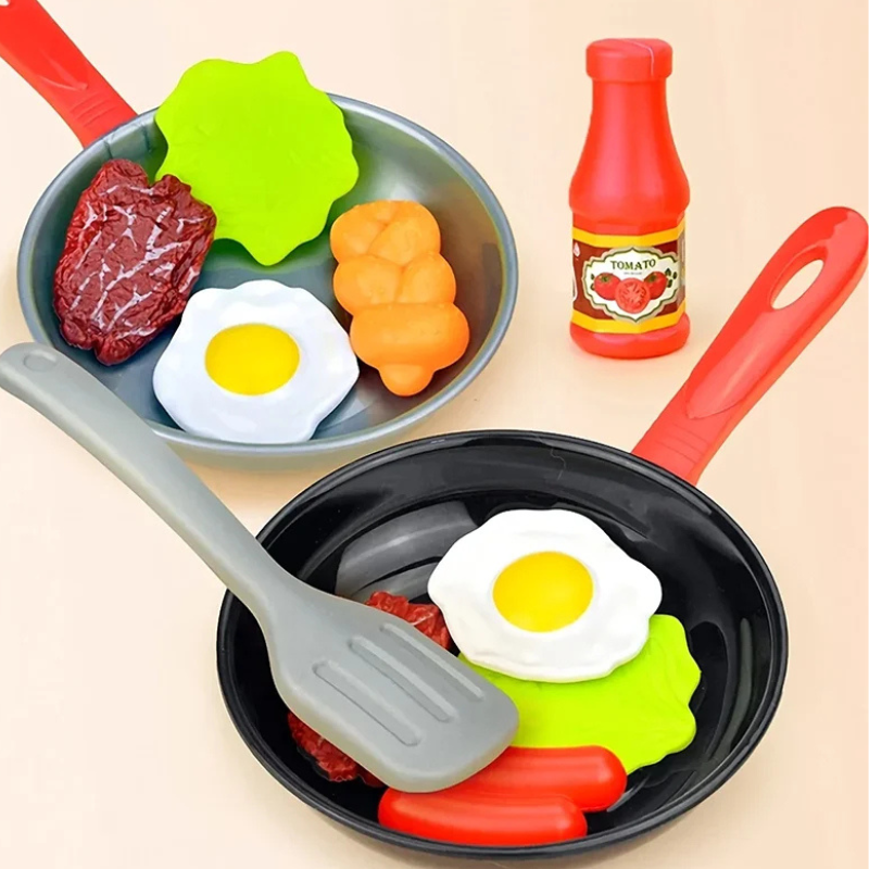 Vue d'ensemble du set de cuisine enfant avec ustensiles variés