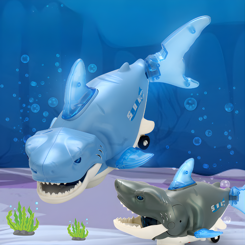 Vue d'ensemble du jouet requin en mouvement