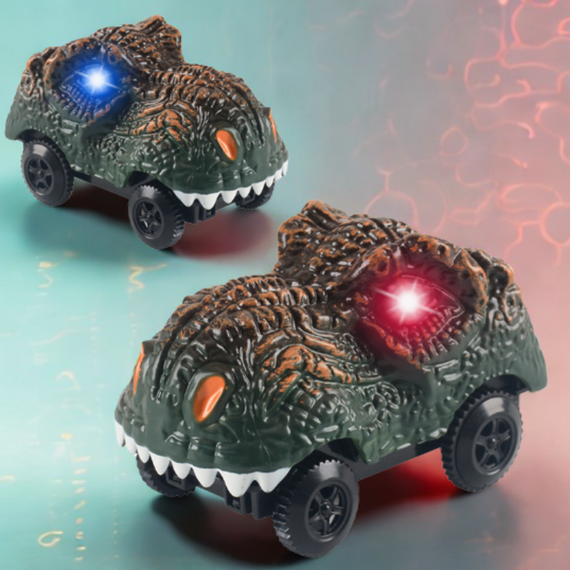 Vue latérale d'une voiture dinosaure avec pneus larges