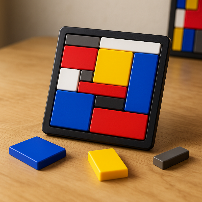 Enfant jouant avec un puzzle portable, concentré sur le défi