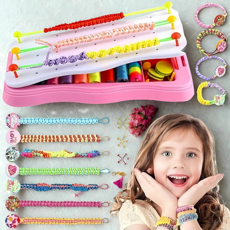 Ensemble complet avec perles colorées et métier à tisser