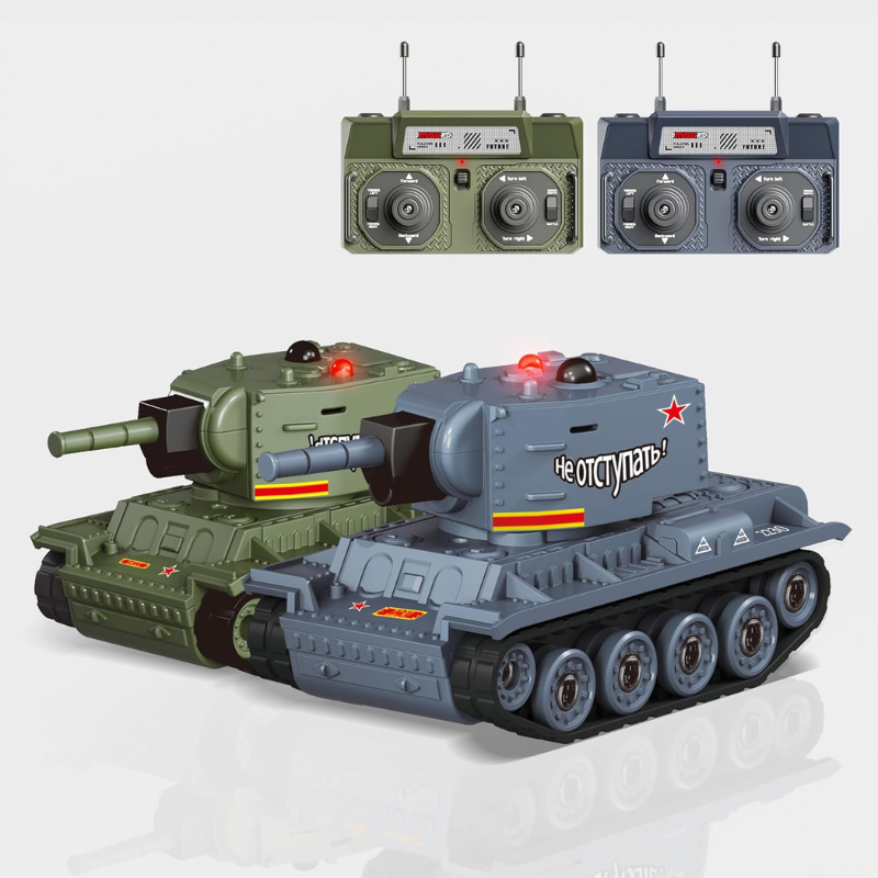 Enfant jouant avec un mini tank infrarouge